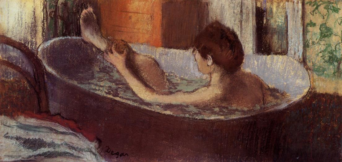 Woman in a Bath Sponging Her Leg 1884